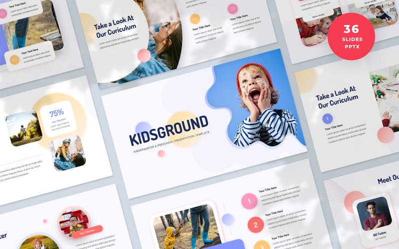 Kidsground - Детский сад и дошкольная презентация Шаблоны презентаций PowerPoint
