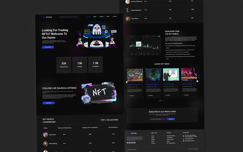 NFT-bestemmingspagina UI-ontwerp