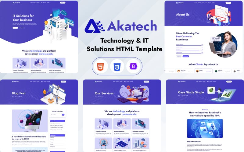 Akatech - Modelo HTML de soluções de tecnologia e TI