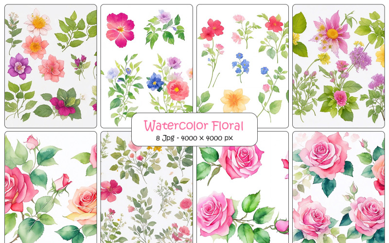 Akvarell blommig löv konst design, rosa blomma gren bakgrund, blommig botanisk uppsättning