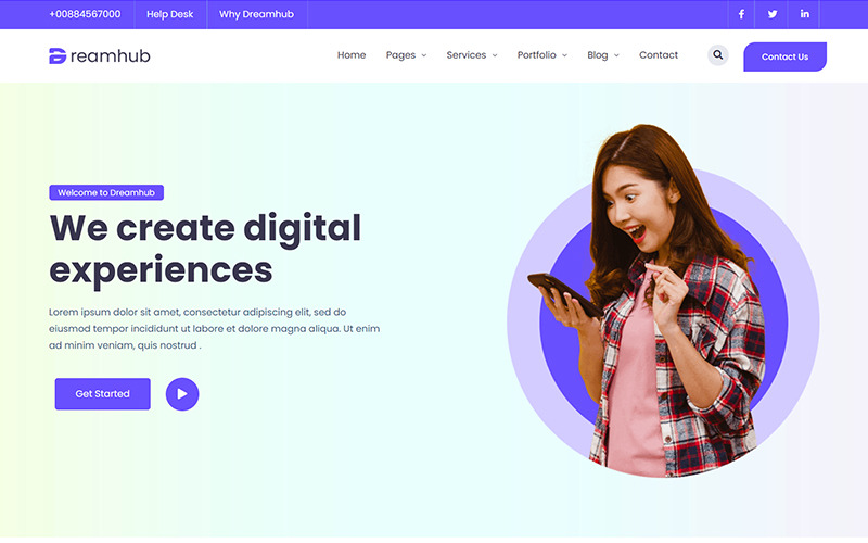Modello HTML5 dell'agenzia di branding DreamHub