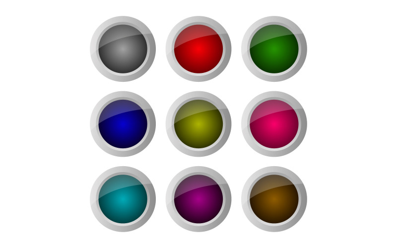 Bouton Web illustré et coloré en vecteur sur fond blanc