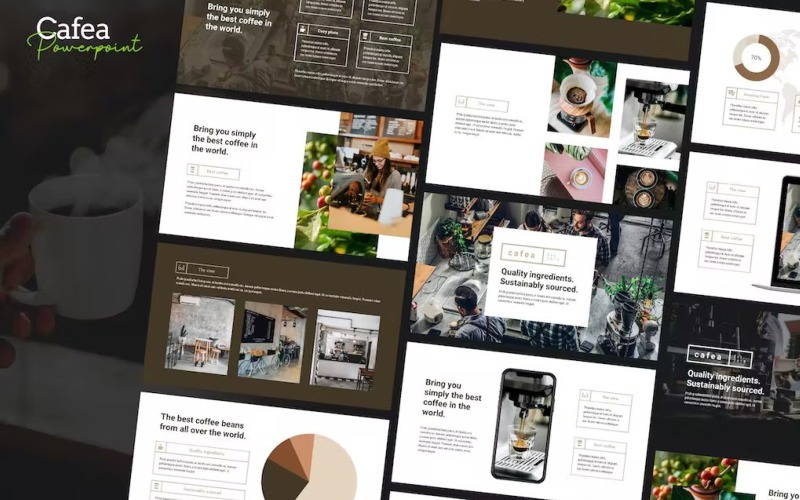 Cafea – Powerpoint-Vorlage für Cafés und Kulinarik