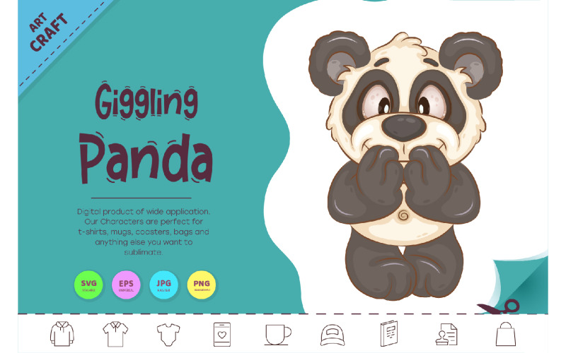 Panda de dibujos animados riéndose. Clipart.