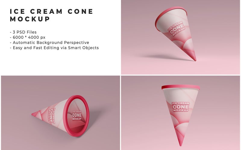 Plantilla de maqueta de cono de helado