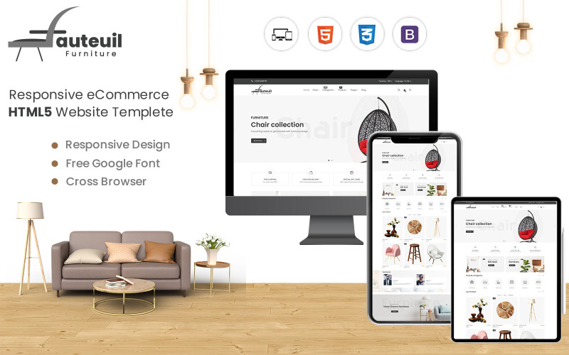 Fauteuil Web - Un modello HTML intuitivo e reattivo per l'e-commerce di mobili