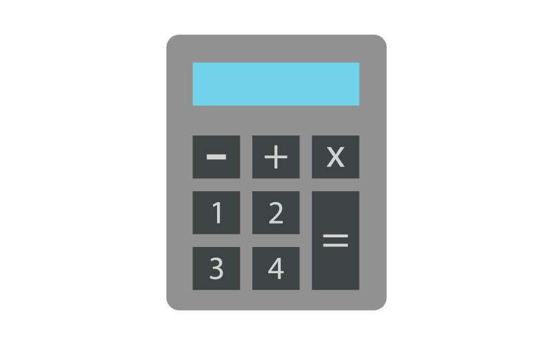 Calculatrice illustrée en vecteur sur fond blanc