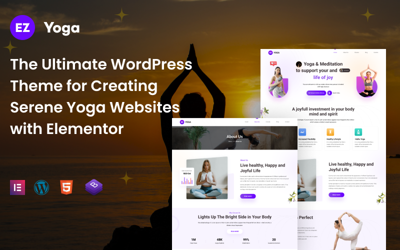 EZ Yoga: найкраща адаптивна тема WordPress для створення веб-сайтів Serene Yoga за допомогою Elementor