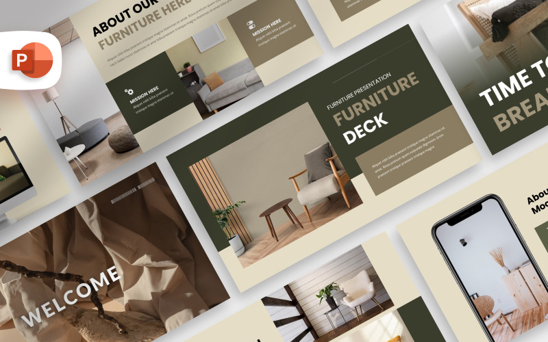 Modèle PowerPoint de plate-forme de meubles minimaliste