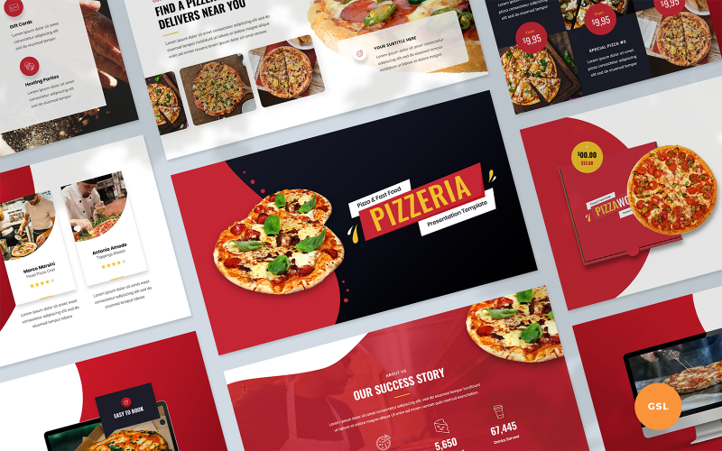 Pizéria – Pizza és gyorséttermi prezentáció Google Diák sablon