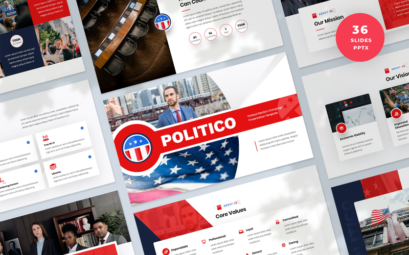 Politico - Modelo de PowerPoint de Apresentação de Campanha Eleitoral Política