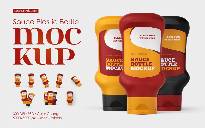 Saus Plastic Fles Mockup Set