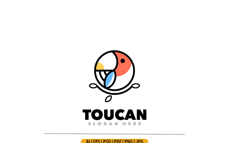 Toucan linjekonst logotyp mall