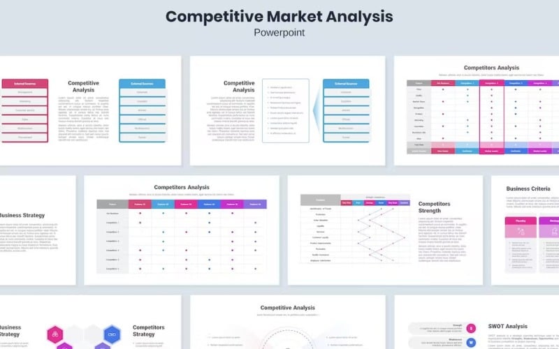 Competitor analysis PPT template with criteria