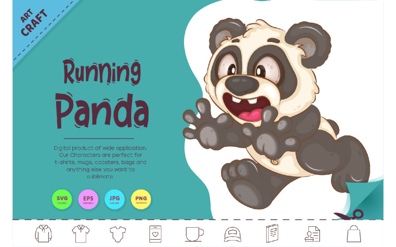 Karikatür Panda çalıştırıyor. Hayvan Sanatı