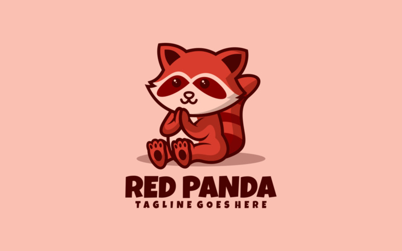 Logo kreskówka maskotka czerwona panda 3