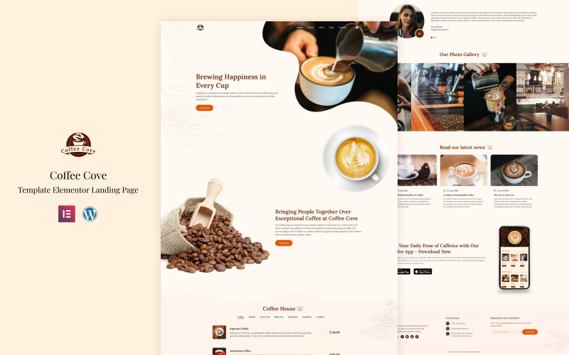 Coffee Cove - Elementor 咖啡馆登陆页面
