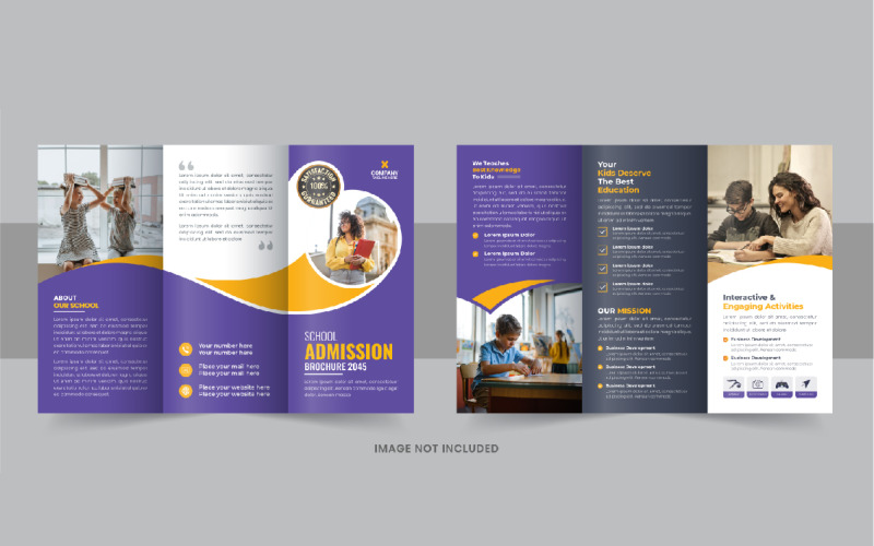 Design de modelo de brochura com três dobras de volta à escola
