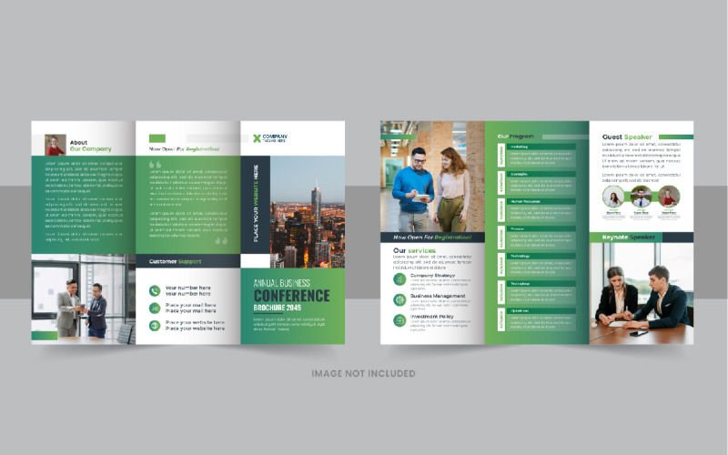 Modèle de conception de brochure à trois volets de conférence d'affaires