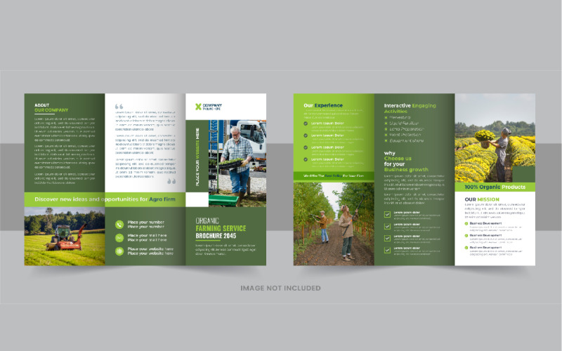 Ogrodnictwo lub pielęgnacja trawników TriFold szablon projektu broszury