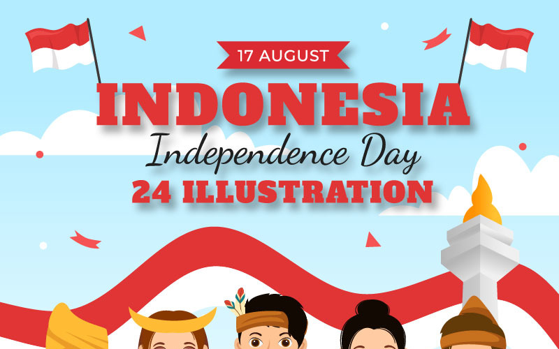 24 Ilustracja Dzień Niepodległości Indonezji