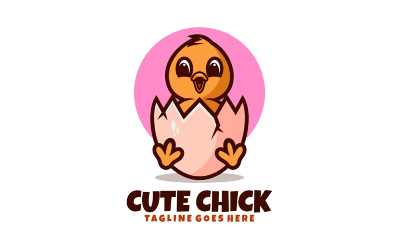 Logotipo de desenho animado de mascote de pintinho fofo