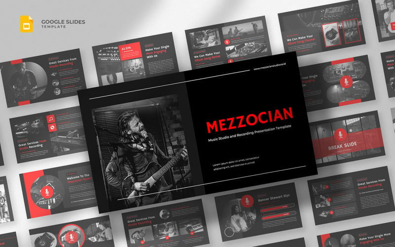 Mezzocian - Музыкальное производство и студия звукозаписи Google Slides Template