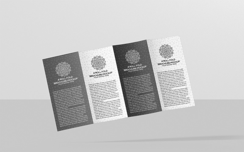 Mockup di brochure pieghevole a 4 rotoli