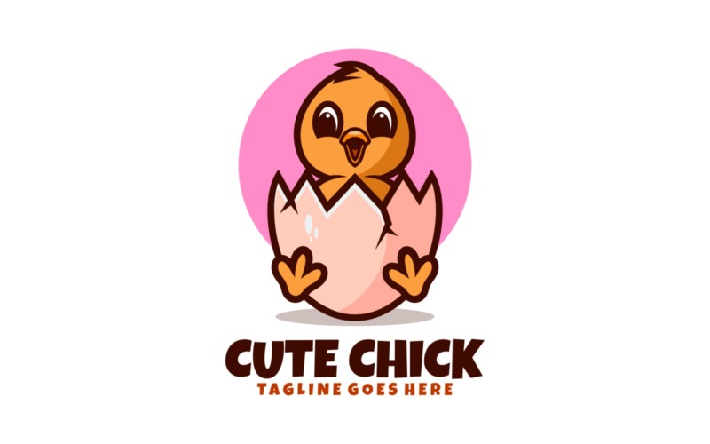 Мультфильм милый цыпленок талисман логотип