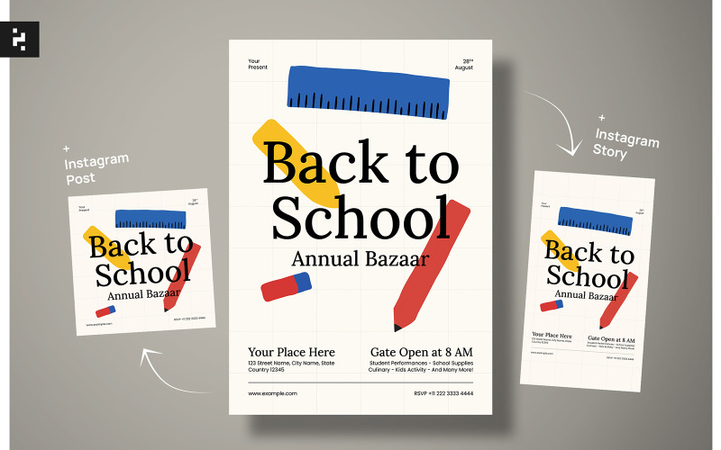Dépliant créatif minimal de retour à l'école