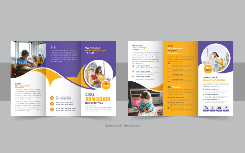 Enfants retour à l'admission à l'école ou brochure à trois volets sur l'éducation, conception de brochures de retour à l'école