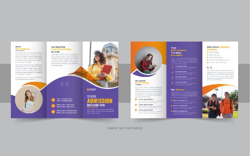 Kids back to school admission or Education trifold brochure design ...