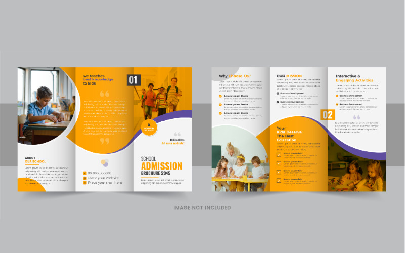 Kids back to school admission or Education trifold brochure template layout