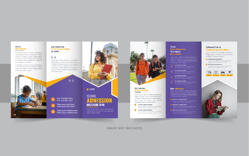 Kinderen terug naar school toelating of onderwijs driebladige brochure sjabloon, terug naar school brochureontwerp