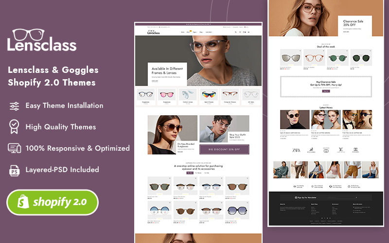 LensClass – víceúčelový motiv Shopify pro brýle, sluneční brýle a brýle