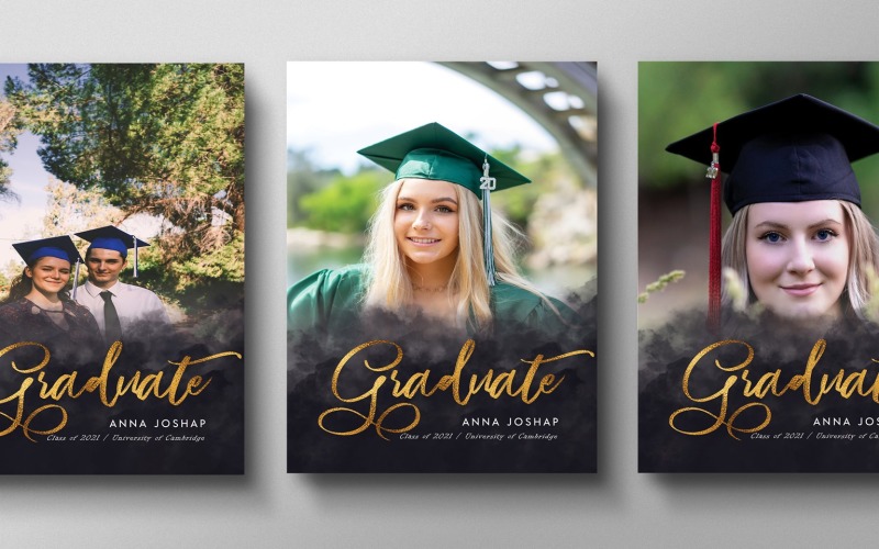 Modello di invito alla laurea | Annuncio di laurea | Annuncio di testo oro di laurea | PSD