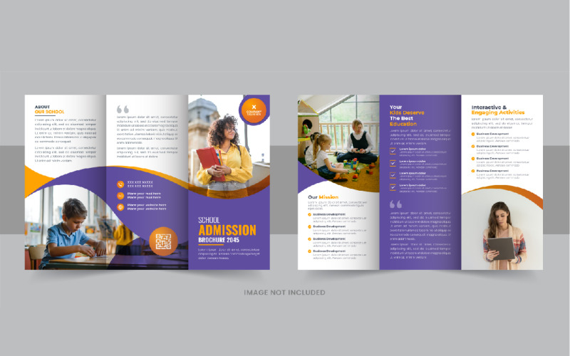 Plantilla de folleto tríptico de educación o admisión de regreso a la escuela para niños modernos