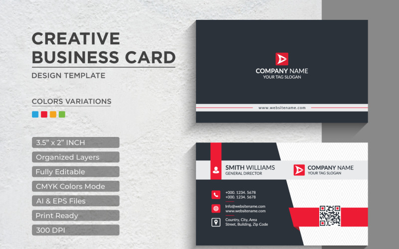Современный и креативный дизайн визитных карточек - Шаблон фирменного стиля V.03