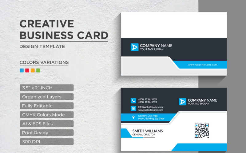 Сучасний та креативний дизайн візитної картки – шаблон фірмового стилю V.02