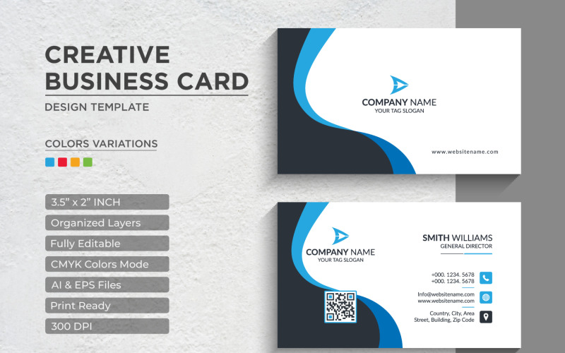 Абстрактные корпоративные визитные карточки - Шаблон фирменного стиля V.024