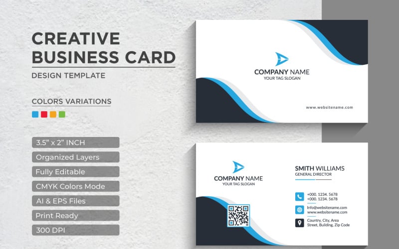 Diseño de tarjeta de presentación moderno y creativo - Plantilla de identidad corporativa V.016