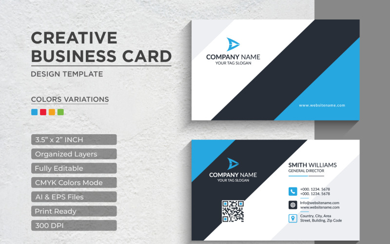 Diseño de tarjeta de presentación moderno y creativo - Plantilla de identidad corporativa V.020