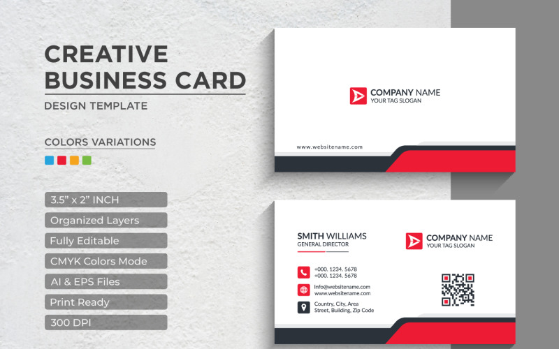 Diseño de tarjeta de presentación moderno y creativo - Plantilla de identidad corporativa V.031