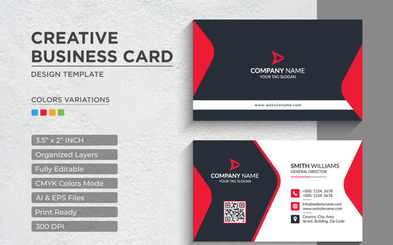 Diseño de tarjeta de presentación moderno y creativo - Plantilla de identidad corporativa V.034