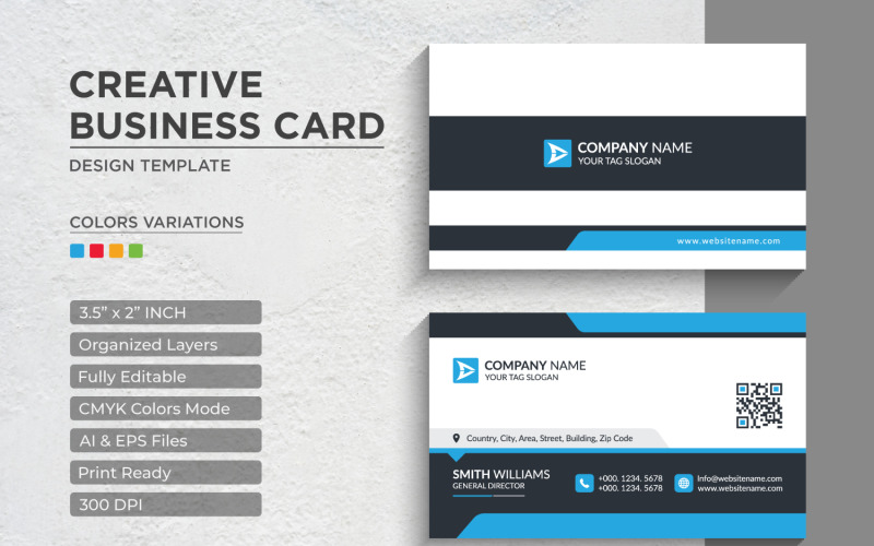 Diseño de tarjeta de presentación moderno y creativo - Plantilla de identidad corporativa V.04