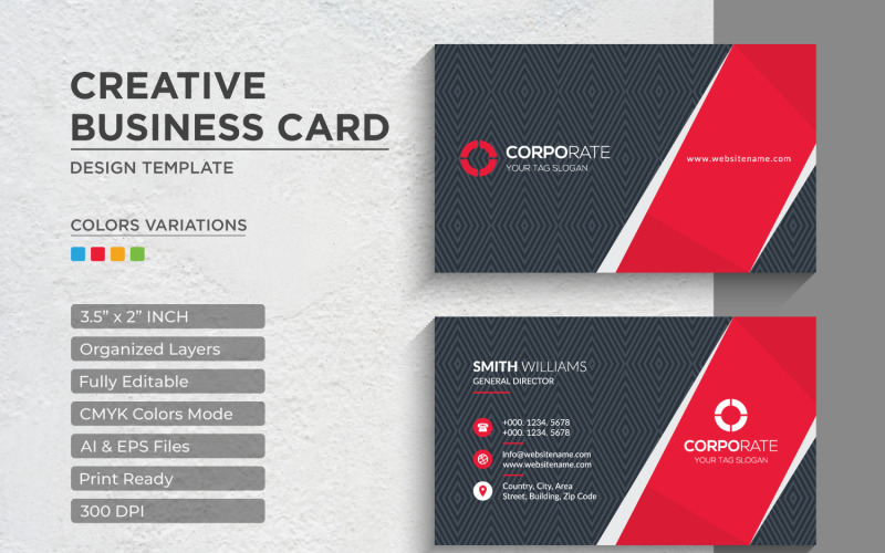 Diseño de tarjeta de presentación moderno y creativo - Plantilla de identidad corporativa V.069