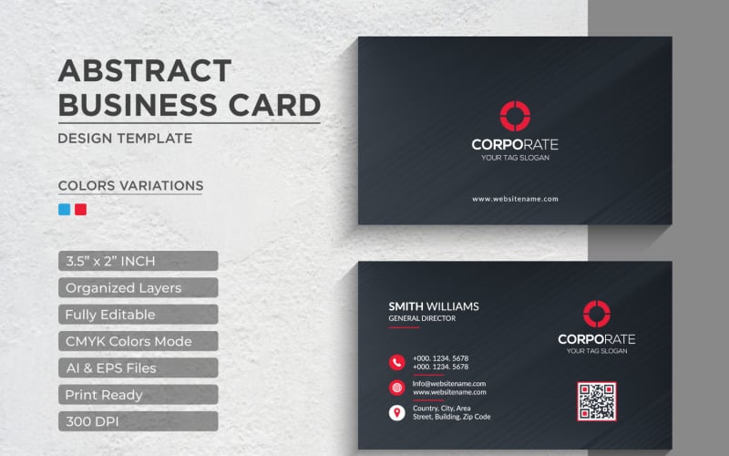 Diseño de tarjeta de presentación moderno y creativo - Plantilla de identidad corporativa V.072