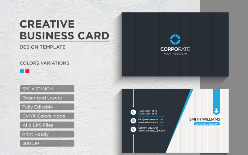 Diseño de tarjeta de presentación moderno y creativo - Plantilla de identidad corporativa V.073