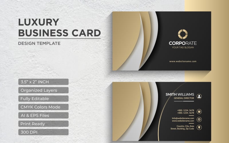 Luxury Golden Business Card Design - Corporate Identity Template V.036