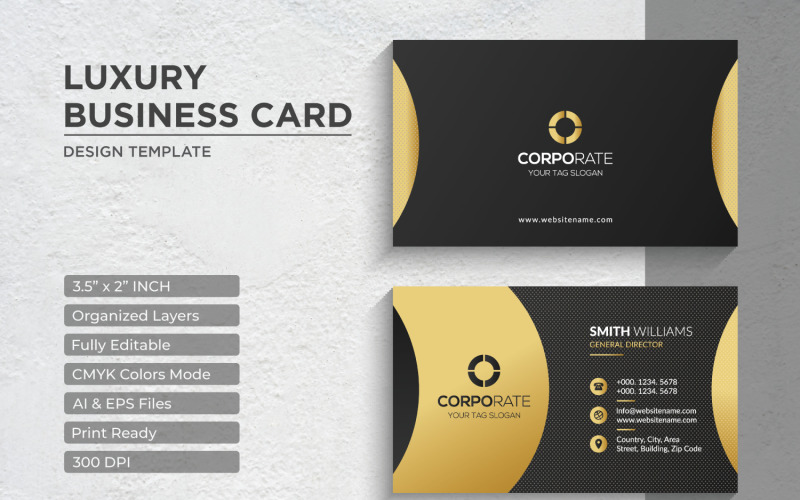 Luxury Golden Business Card Design - Corporate Identity Template V.059